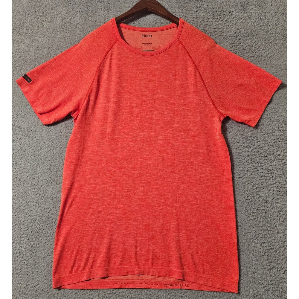 Rhone Men's Large‎ Orange Performance Short Sleeve Shirt Made in Italy
